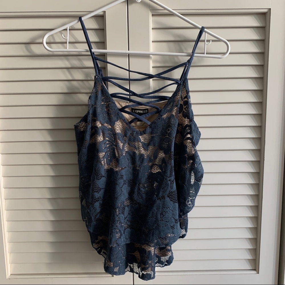 Express Blue Lace Tank Top